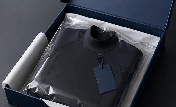 Private-label wetsuit packaging presentation