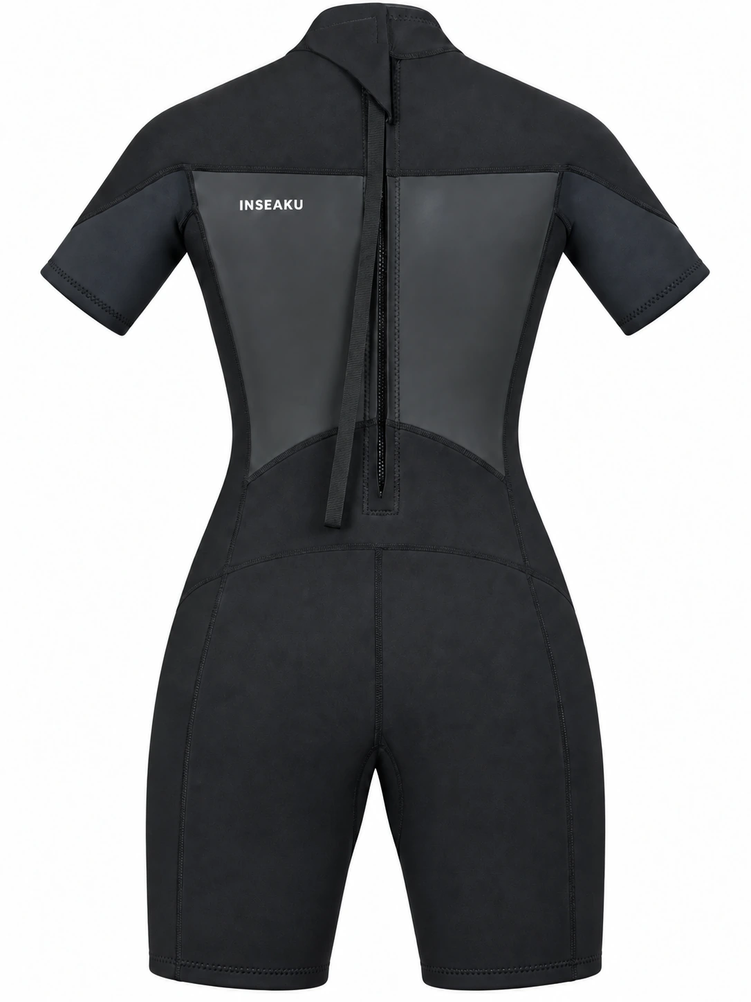 Custom Back Zip Shorty Wetsuit with Smooth Look Panels – HK-WS-001, black back view