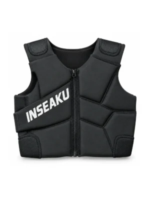 Custom All Black Life Vest with Diagonal Logo - front view