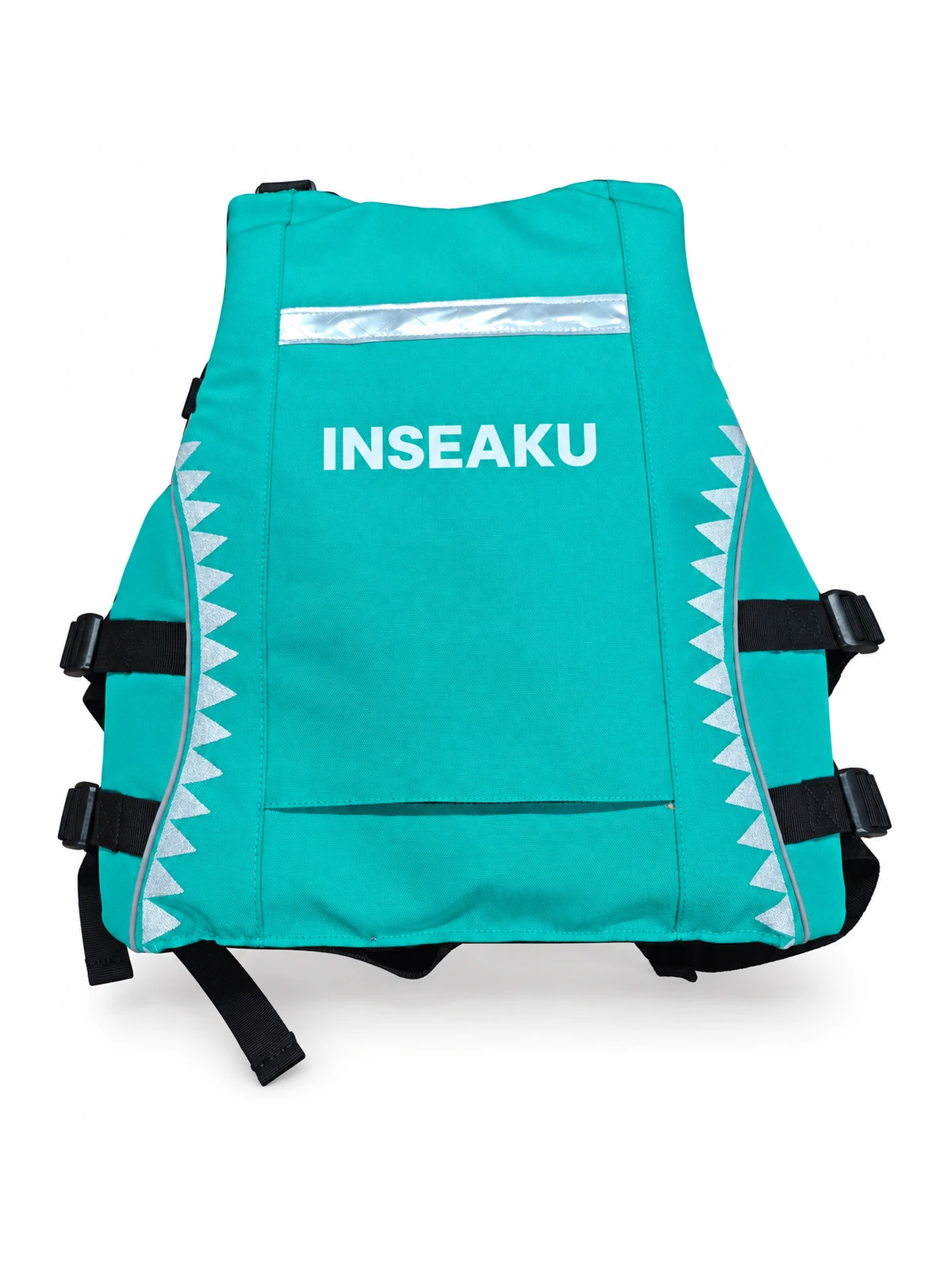 Custom Aqua and Gray Utility Life Vest - back view