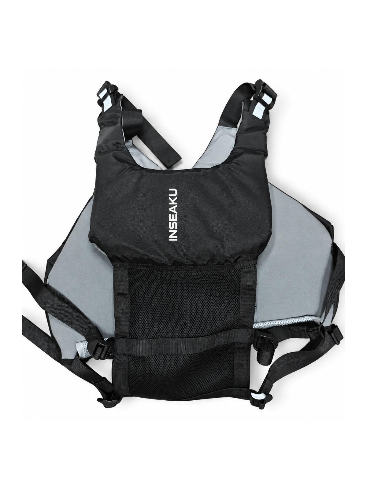 Custom Black Adjustable Shoulder Life Vest - back view