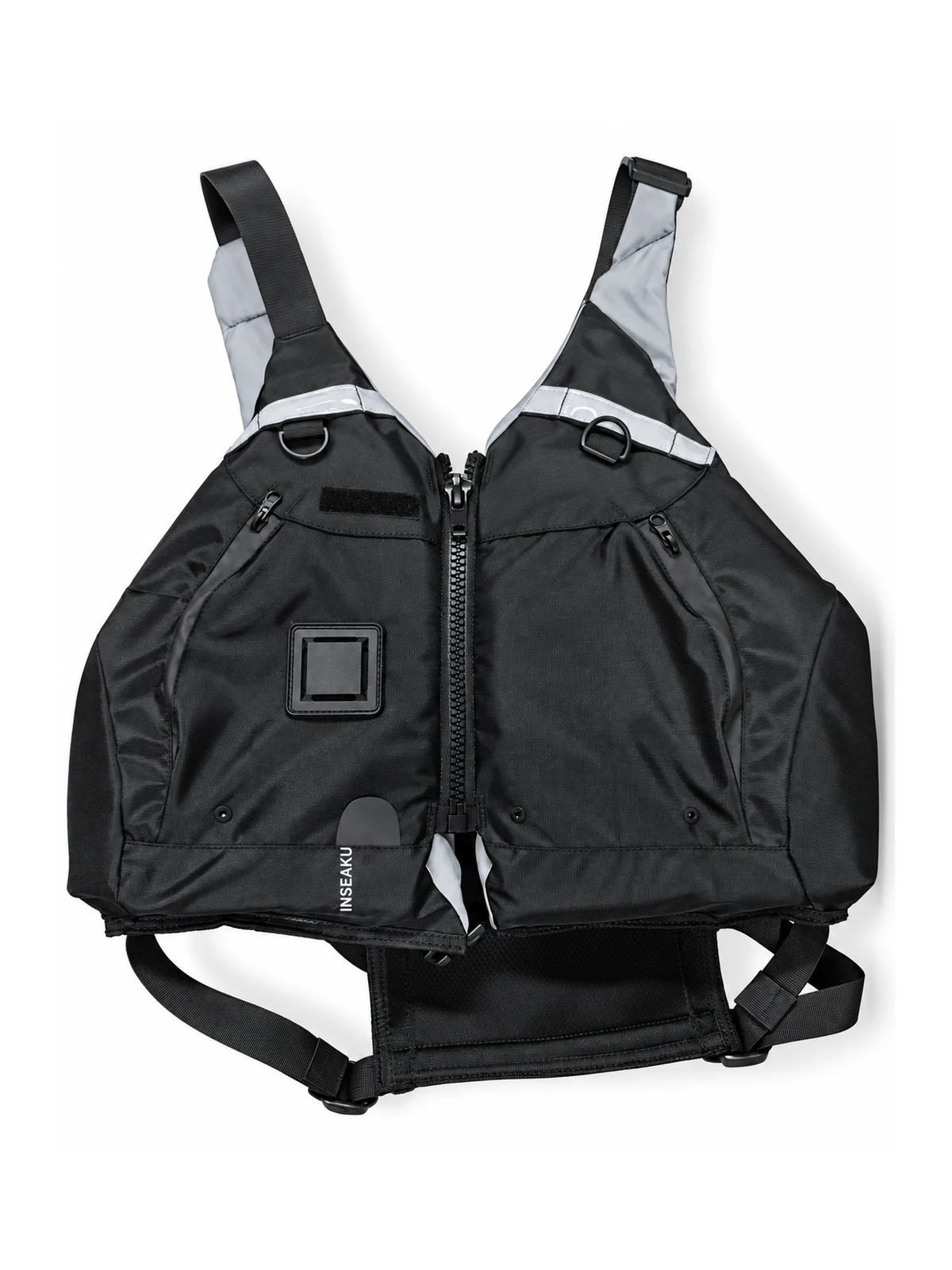 Custom Black Adjustable Shoulder Life Vest - front view