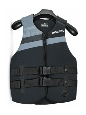 Custom Black and Gray Print Life Vest - front view