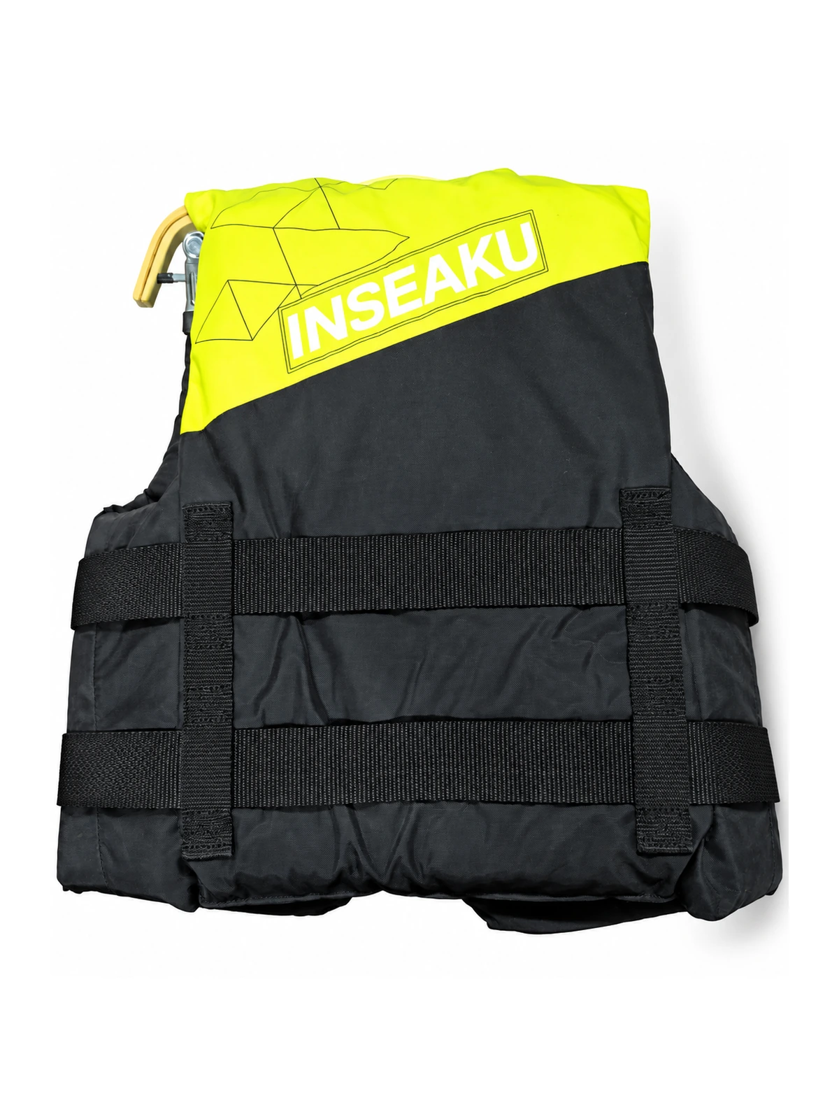 Custom Black and Lime Triple Buckle Life Vest - back view