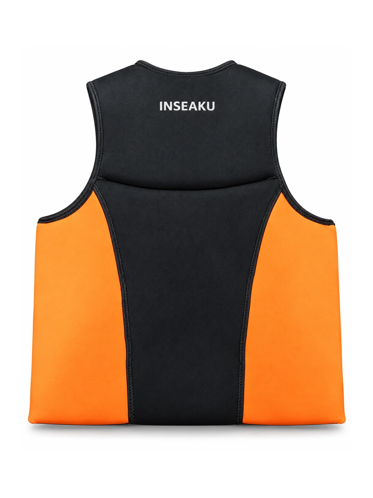 Custom Black and Orange Side Buckle Life Vest - back view
