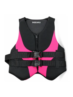 Custom Black and Pink Waist Buckle Life Vest - front view