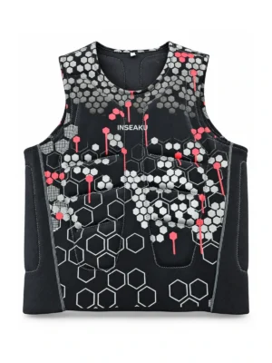 Custom Black Hexagon Print Life Vest - front view