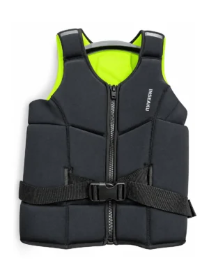 Custom Black Life Vest with Lime Lining - front view