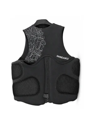Custom Black Patterned Front Zip Life Vest - front view