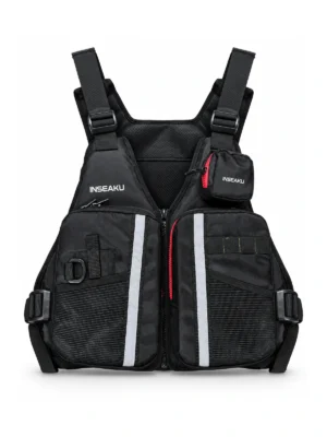 Custom Black Utility Life Vest with Pockets - front view