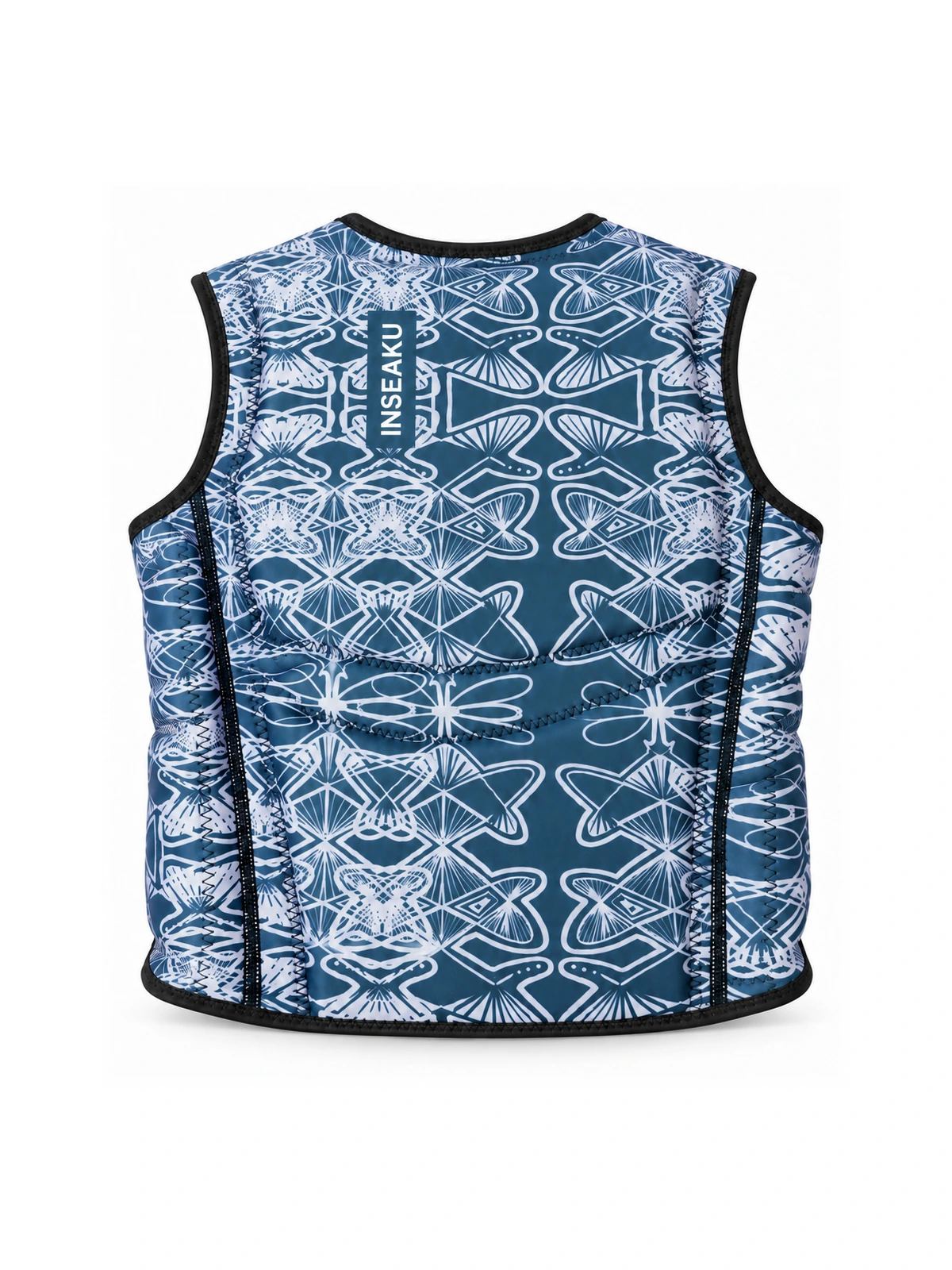 Custom Blue Floral Print Life Vest - back view