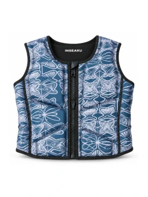 Custom Blue Floral Print Life Vest - front view