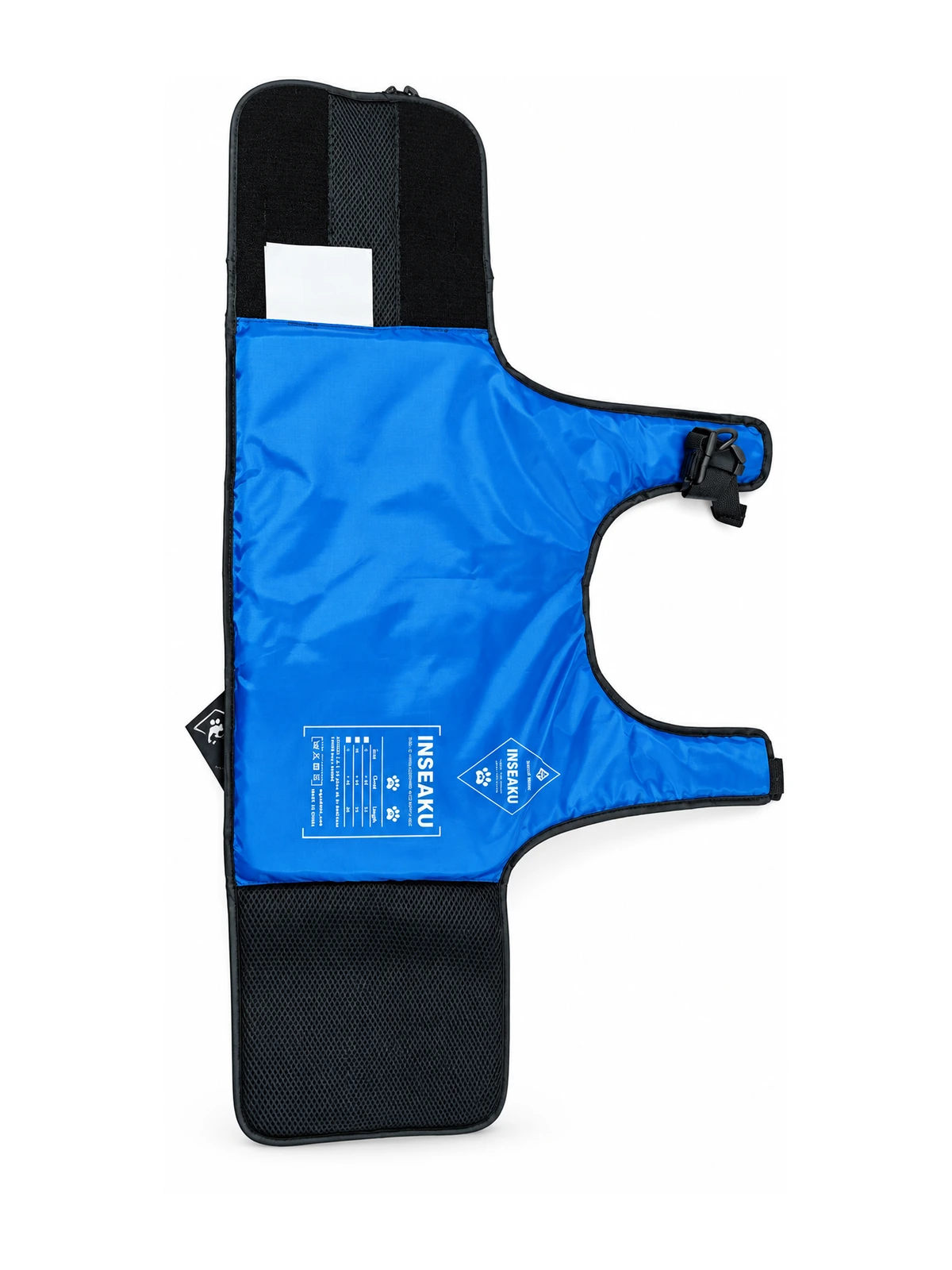 Custom Blue Pet Life Vest with Adjustable Straps - unfolded inner view
