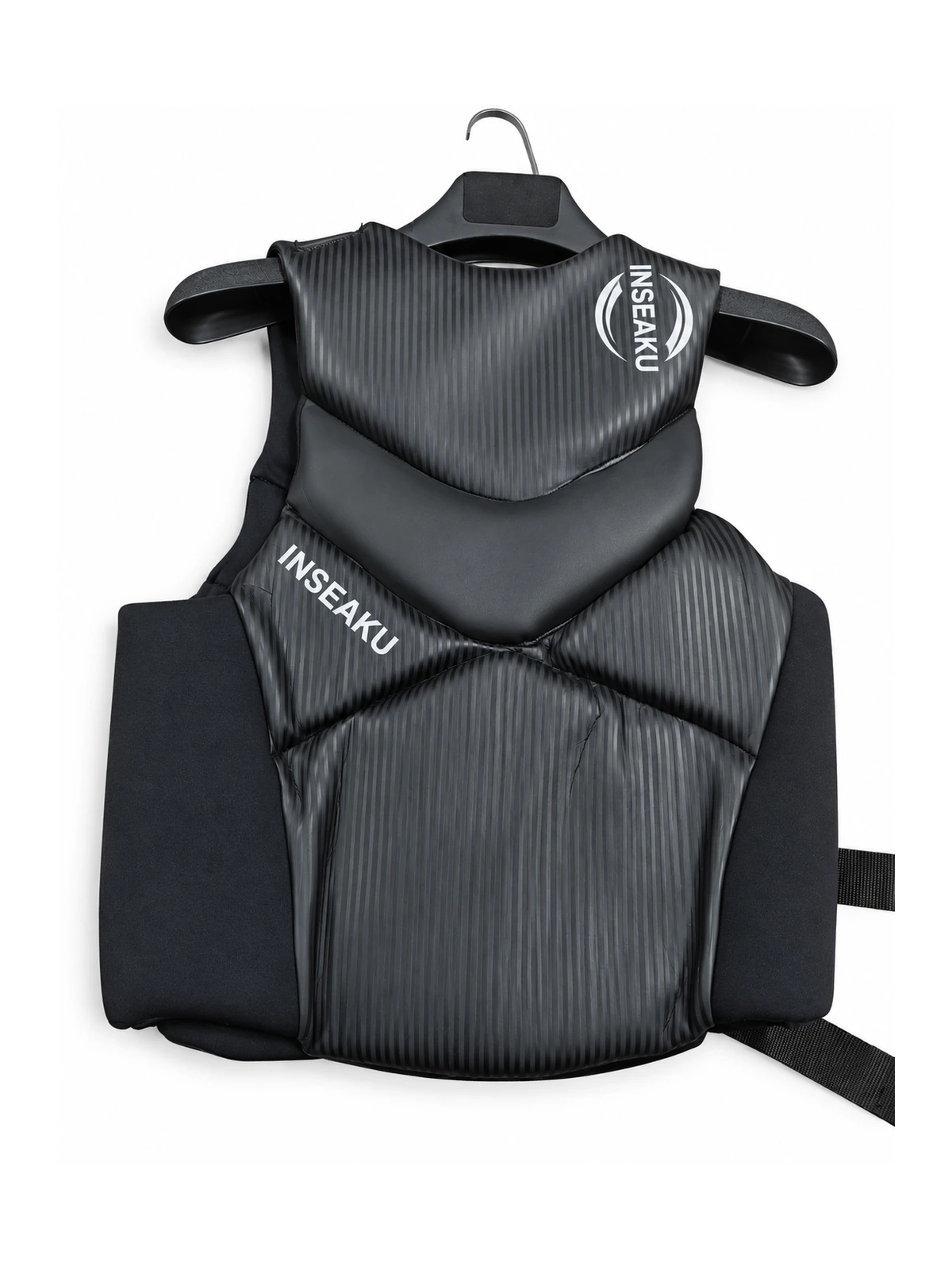 Custom Charcoal Ribbed Life Vest with Buckles - back view
