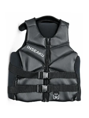 Custom Charcoal Ribbed Life Vest with Buckles - front view