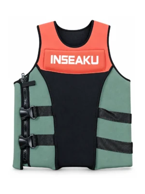 Custom Coral and Green Side Buckle Life Vest - front view