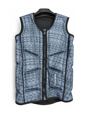Custom Gray Print Front Zip Life Vest - front view