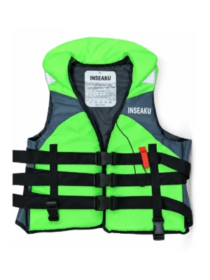 Custom Green and Black Multi Strap Life Vest - front view