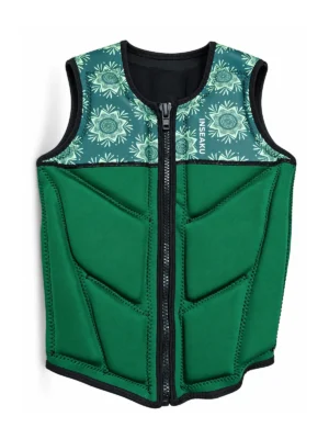 Custom Green Floral Panel Life Vest - front view