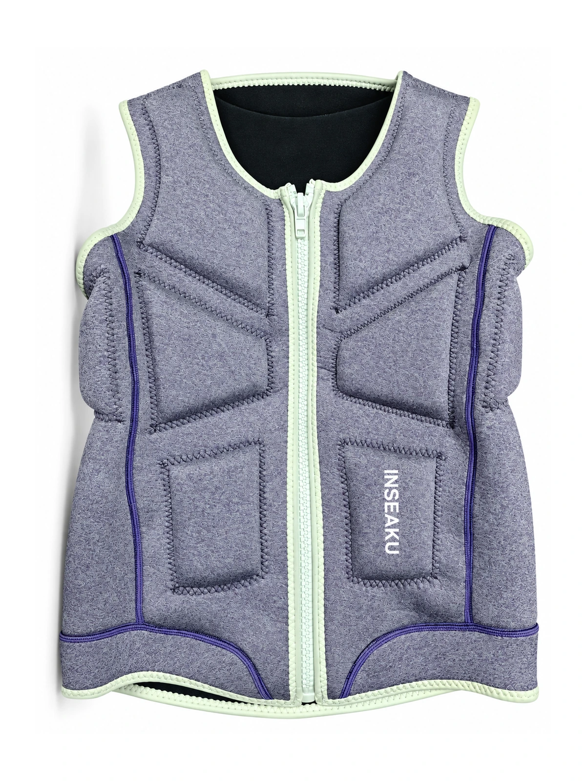 Custom Lavender Life Vest with Pale Green Trim - front view