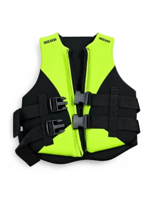 Custom Lime and Black Dual Buckle Life Vest - front view