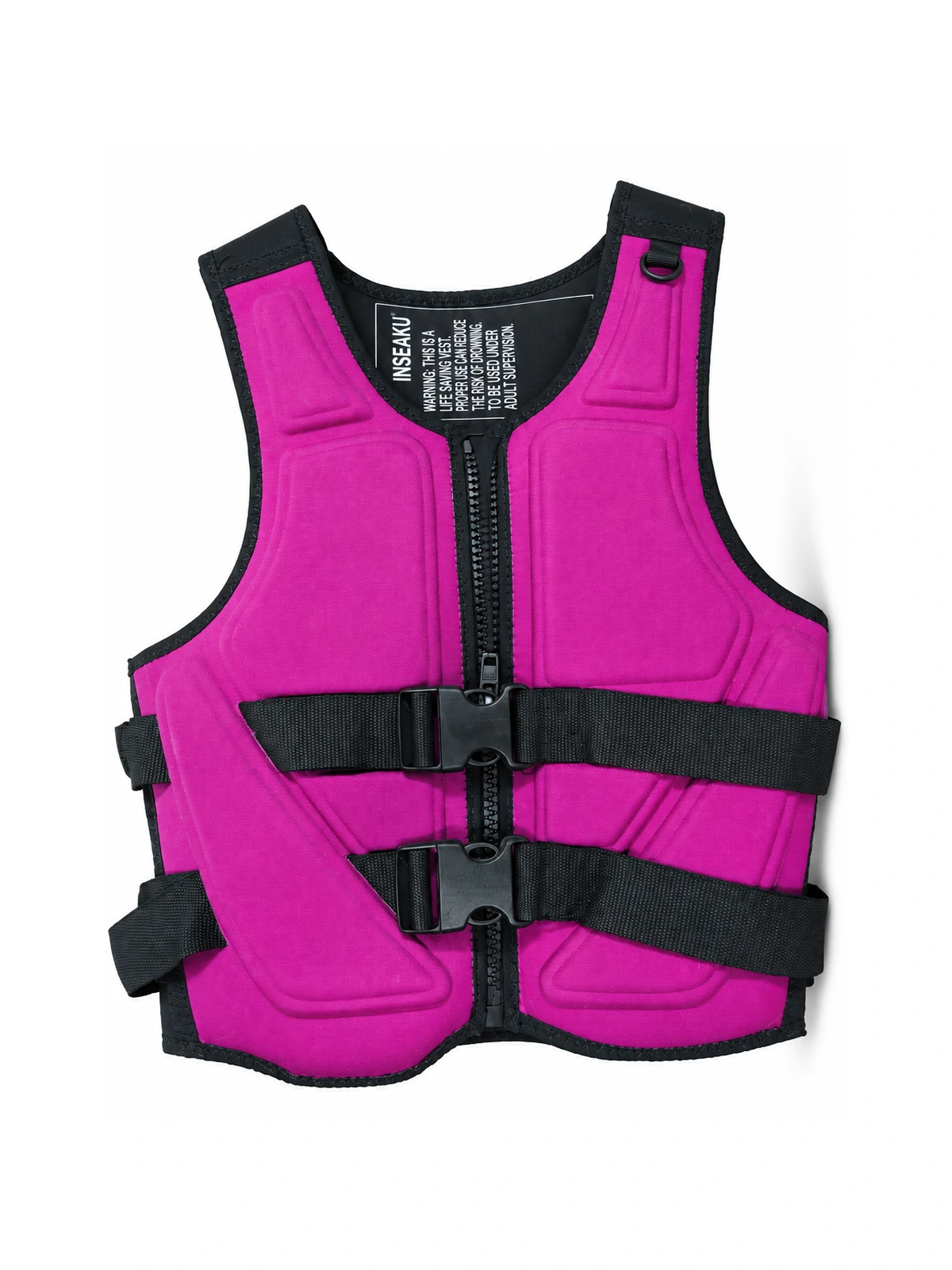 Custom Magenta Front Zip Life Vest with Buckles - front view
