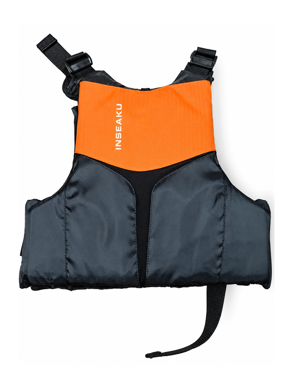 Custom Orange and Black Adjustable Shoulder Life Vest - back view