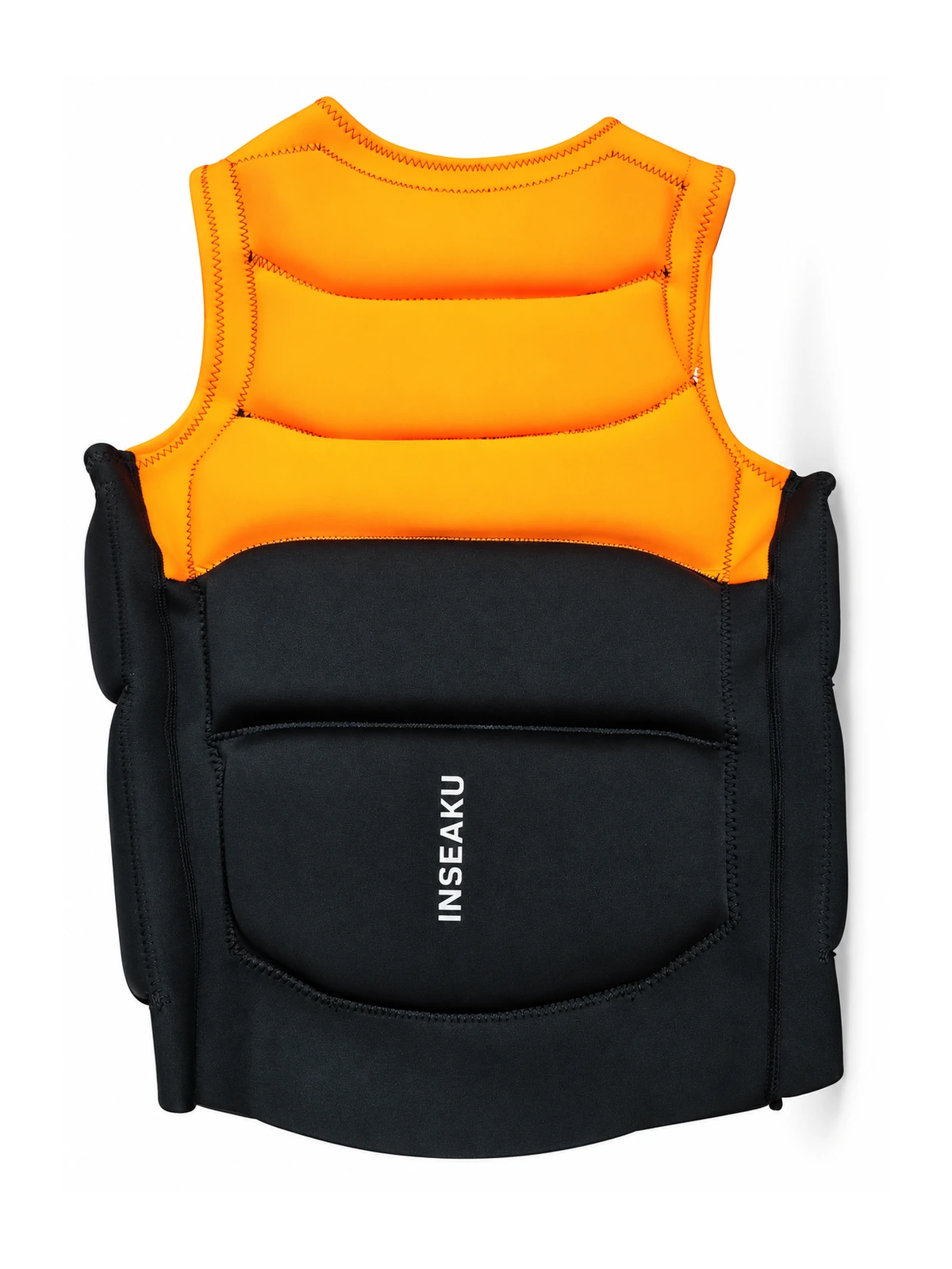 Custom Orange and Black Front Zip Life Vest - back view