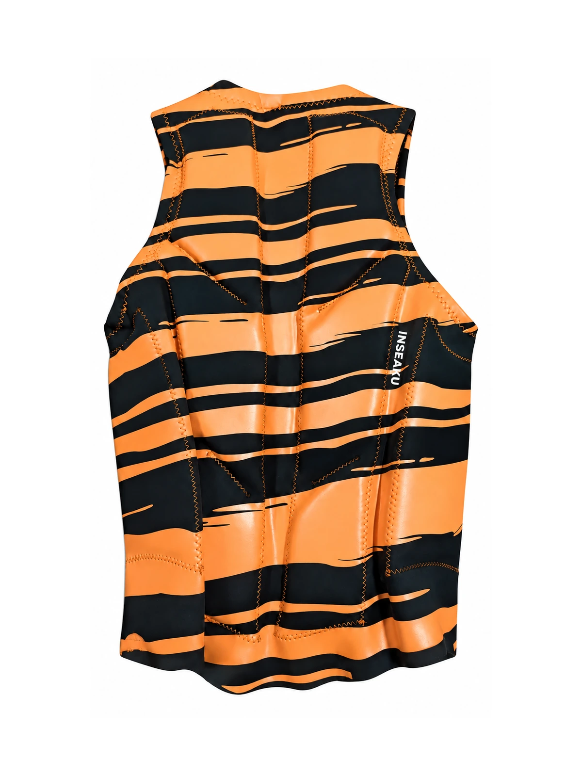 Custom Orange and Black Stripe Life Vest - back view