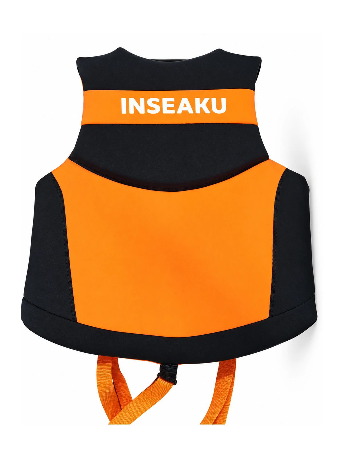 Custom Orange and Black Two Buckle Life Vest - back view