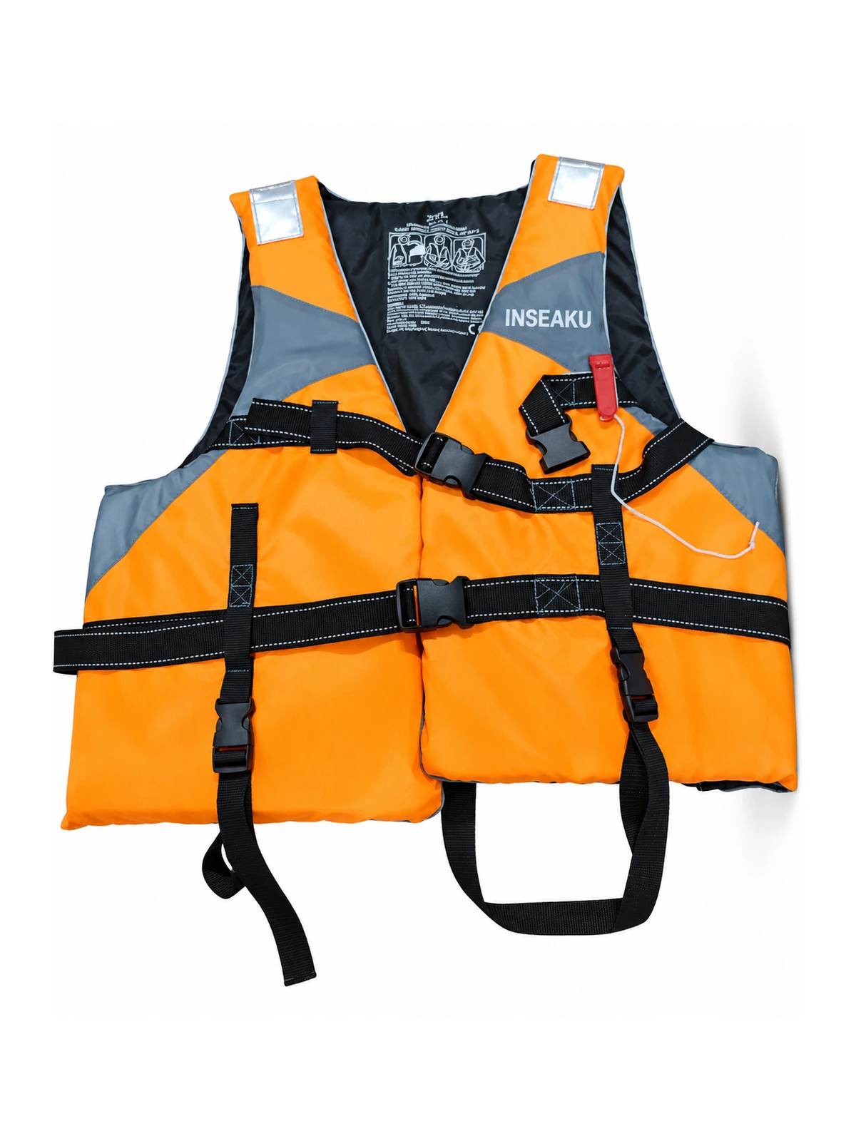 Custom Orange and Gray Cross Strap Life Vest - front view