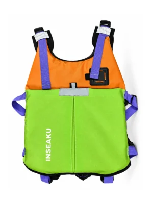 Custom Orange and Lime Adjustable Life Vest - front view