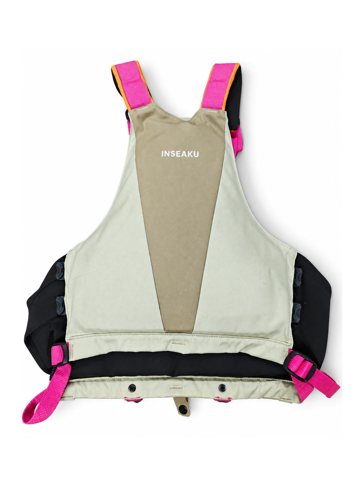 Custom Orange and Sage Strap Life Vest - back view