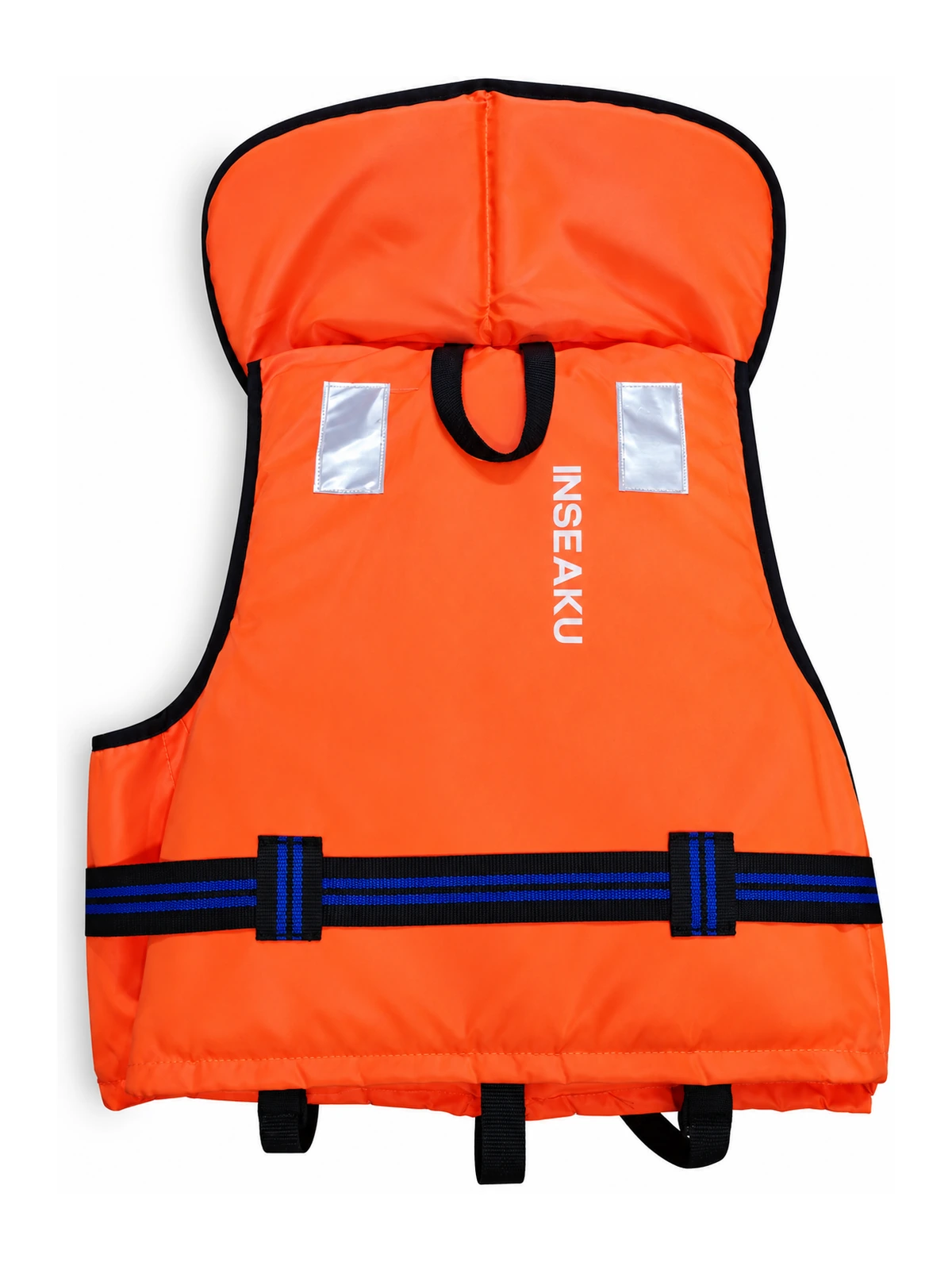 Custom Orange Life Vest with Silver Patches - back view