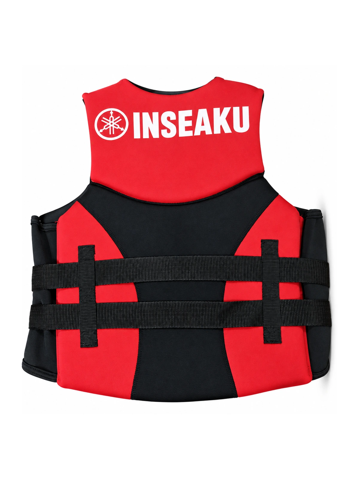 Custom Red and Black Double Buckle Life Vest - back view