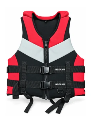 Custom Red and White Chevron Life Vest - front view