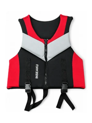 Custom Red and White Chevron Zip Life Vest - front view
