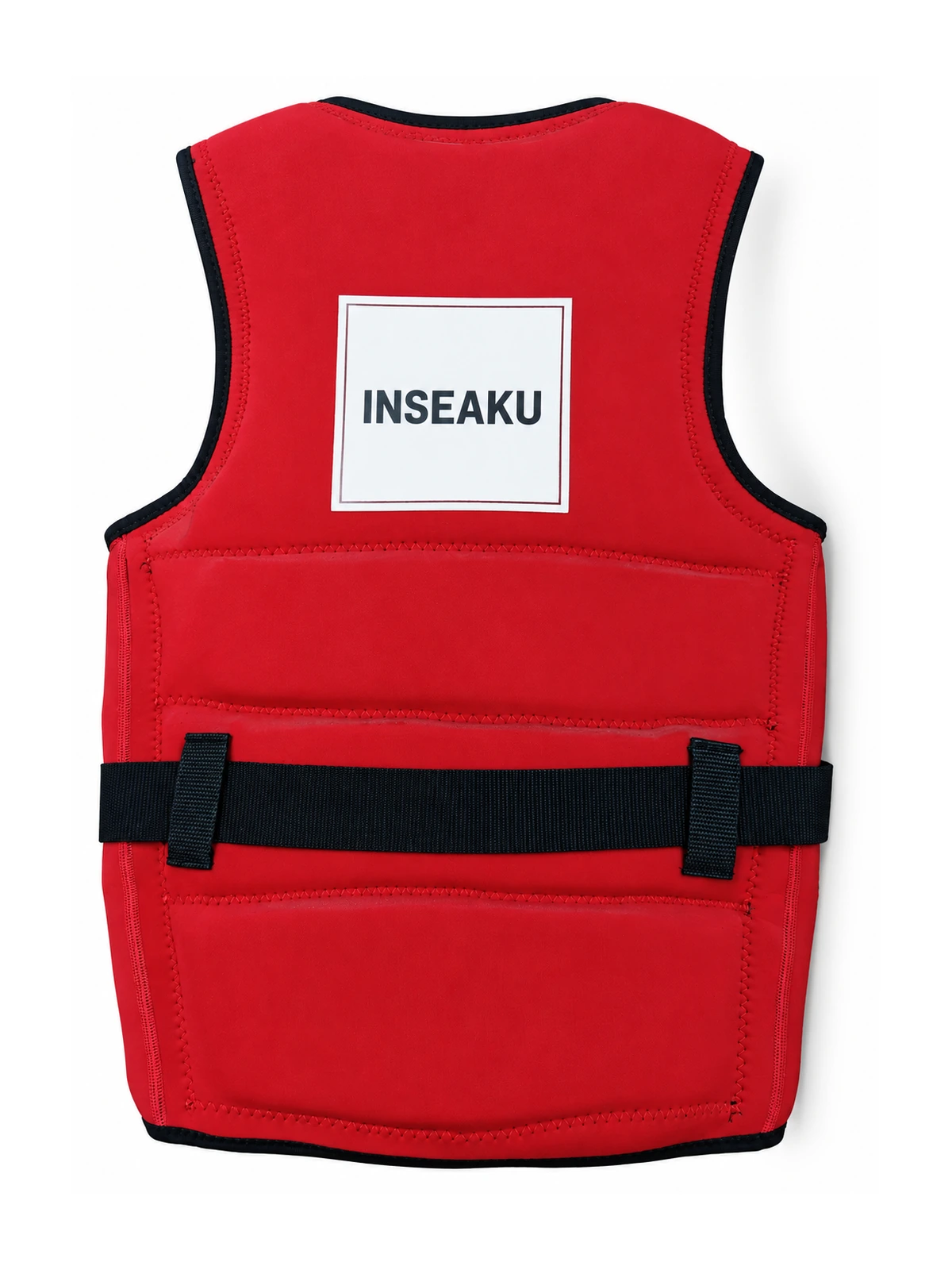 Custom Red Front Zip Life Vest with Waist Strap - back view