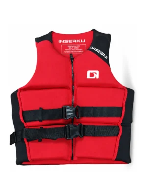 Custom Red Life Vest with Dual Buckles - front view