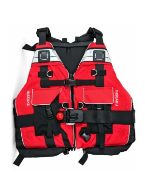 Custom Red Utility Life Vest with Pockets - front view