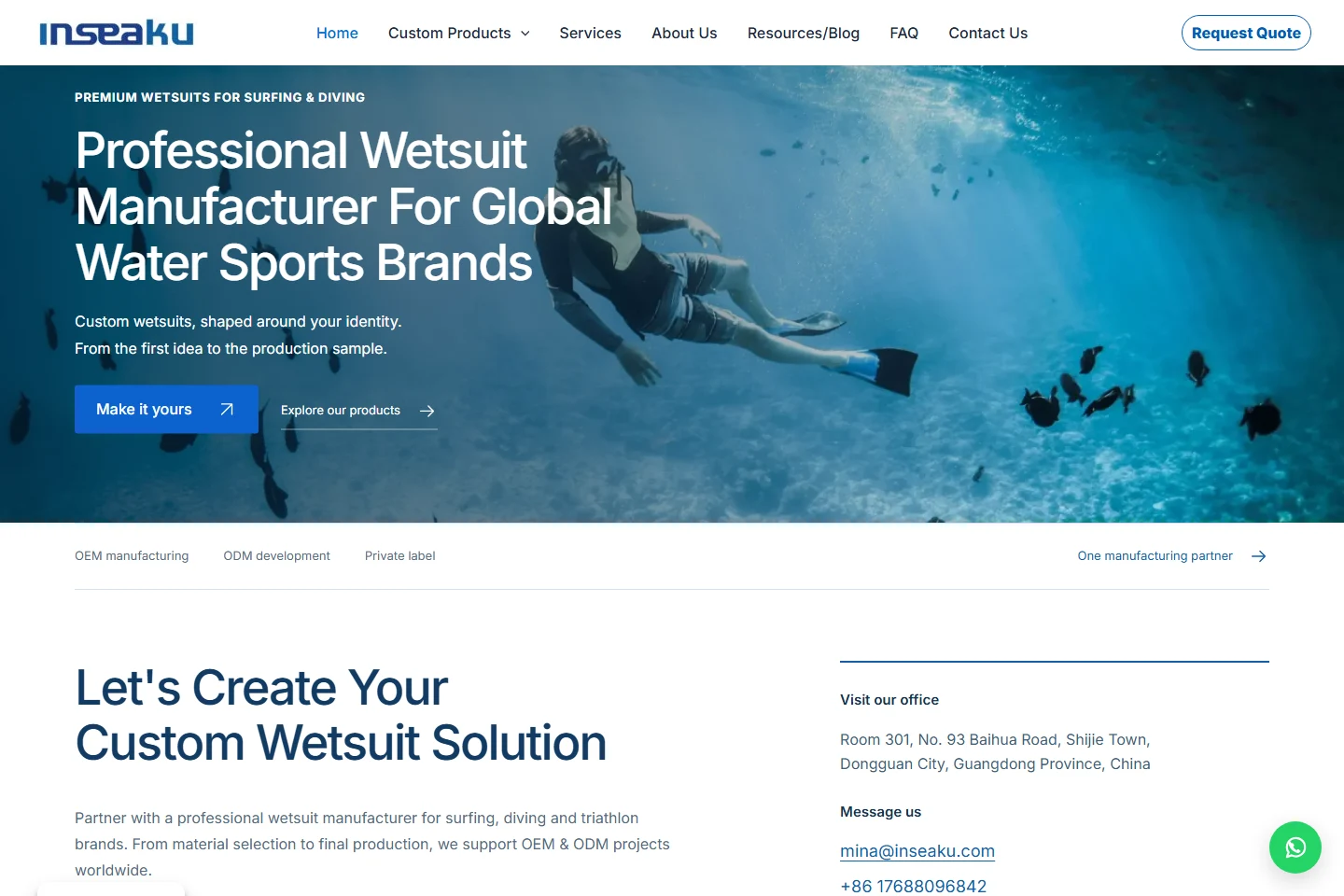 INSEAKU official homepage in a comparison of private label wetsuit manufacturers