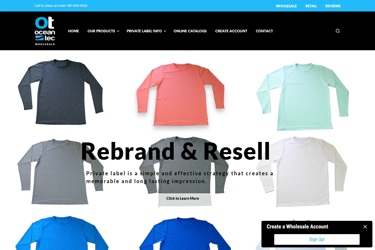 Ocean Tec USA official homepage screenshot showing its website identity and public product presentation