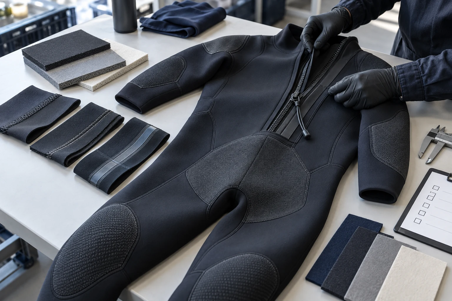 illustrative rental wetsuit durability review with reinforced panels seam samples and zipper