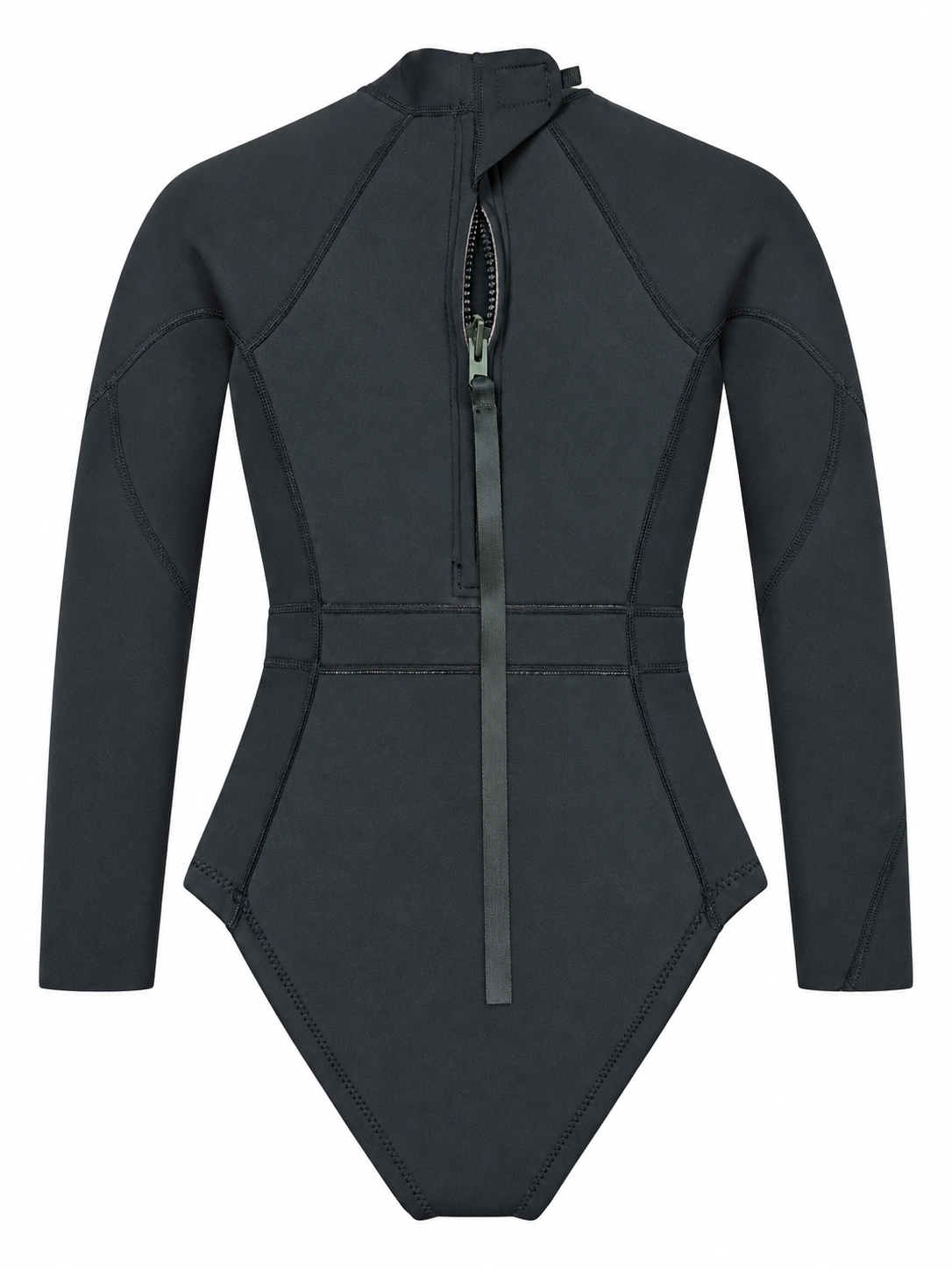 Custom Black Long Sleeve One Piece Wetsuit with Back Zip, back view