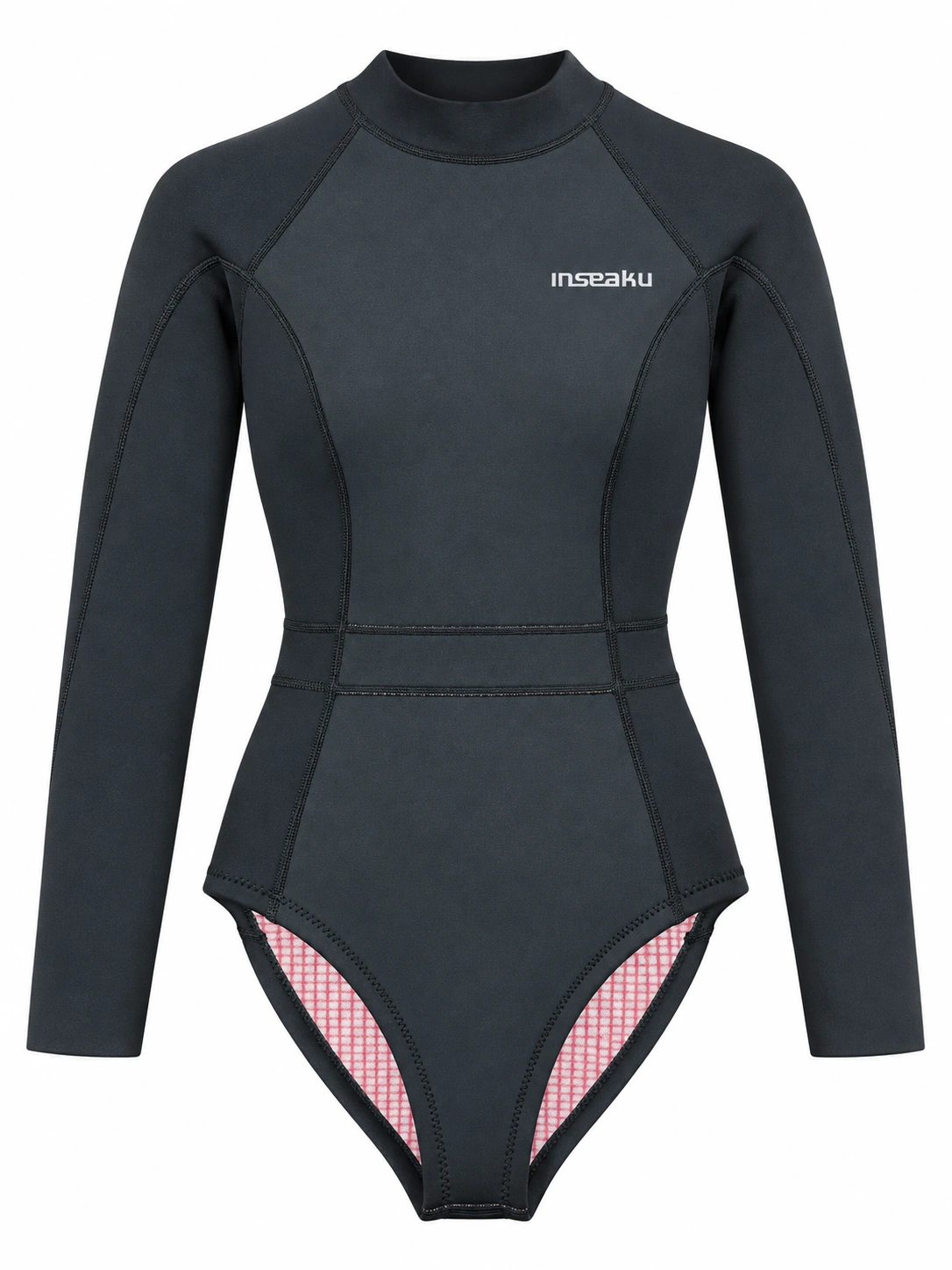 Custom Black Long Sleeve One Piece Wetsuit with Back Zip, front view