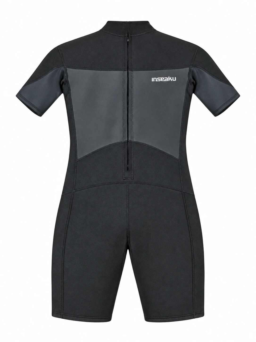 Custom Black Shorty Wetsuit with Smooth Look Panels, sample A back view