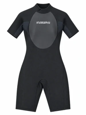 Custom Black Shorty Wetsuit with Smooth Look Panels, sample A front view