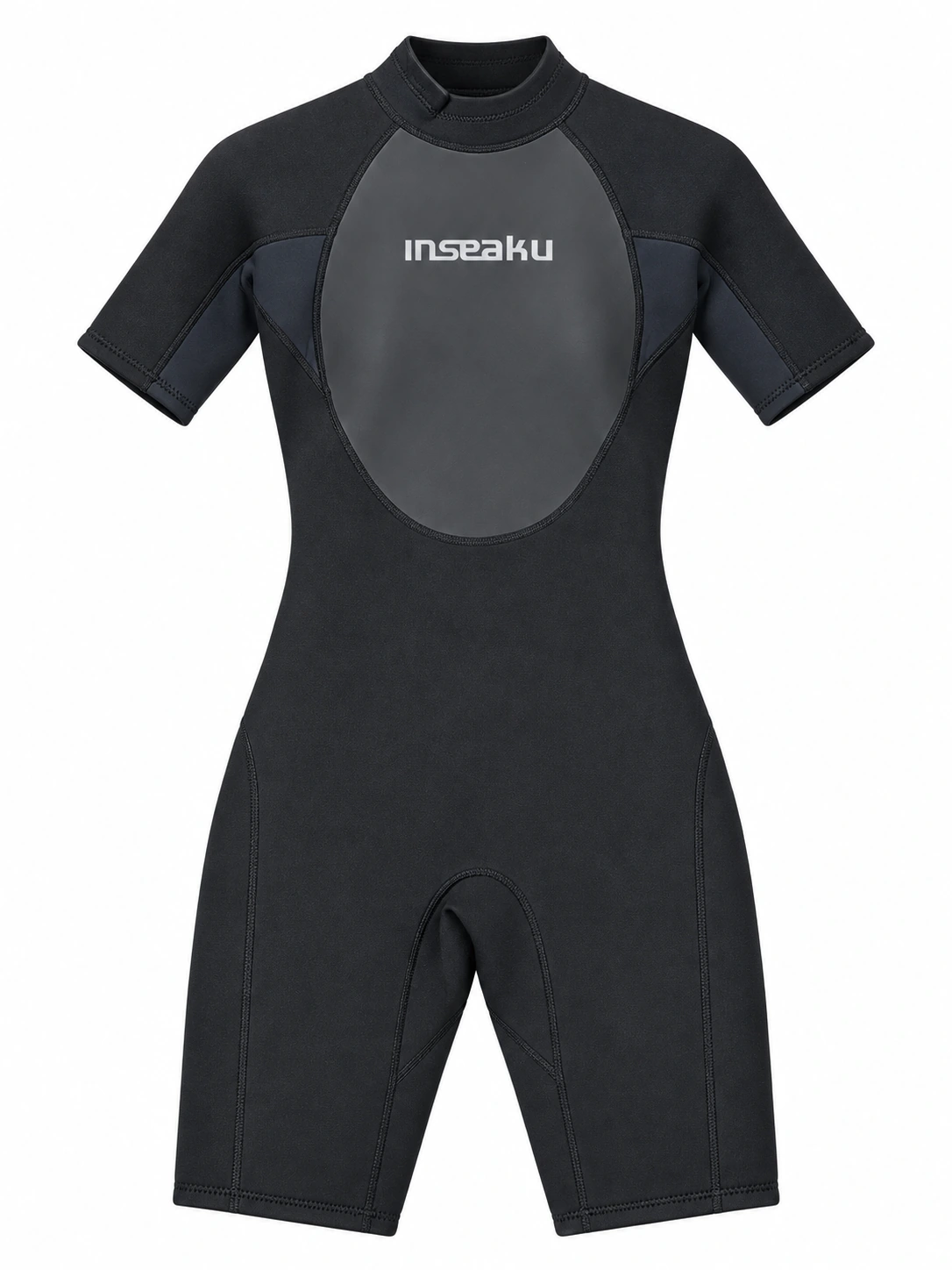 Custom Black Shorty Wetsuit with Smooth Look Panels, sample A front view