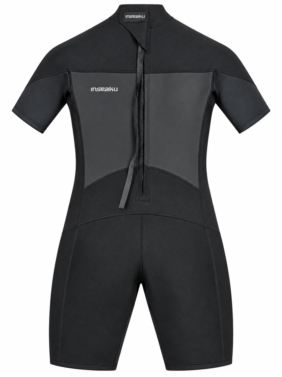 Custom Black Shorty Wetsuit with Smooth Look Panels, sample B back view