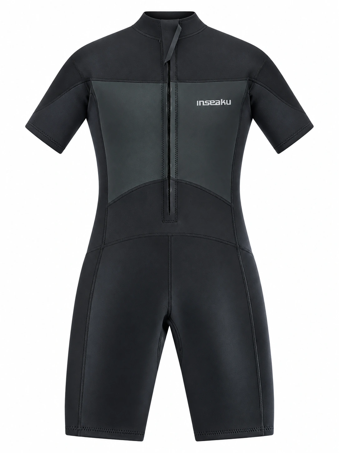 Custom Black Shorty Wetsuit with Smooth Look Panels, sample C back view